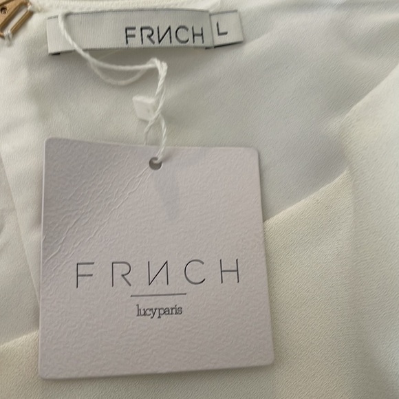 NWT FRNCH Vee Neck Shift Dress With Pockets Sleeveless SZ L Cream - Picture 6 of 8